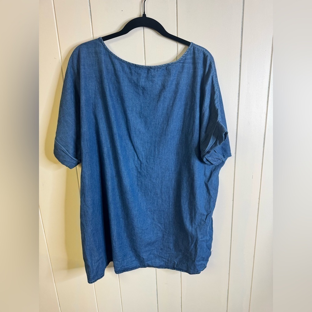 Lane Bryant Short Sleeve Chambray Top 18/20 - Picture 2 of 5